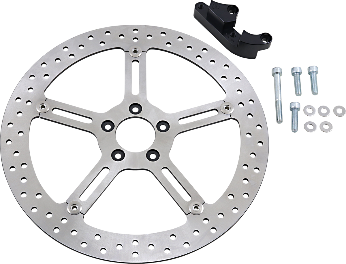 POWERJAMES 14' Big Front Brake Rotor With Caliper Bracket For Harley Dyna 00-17 & Softail 00-14