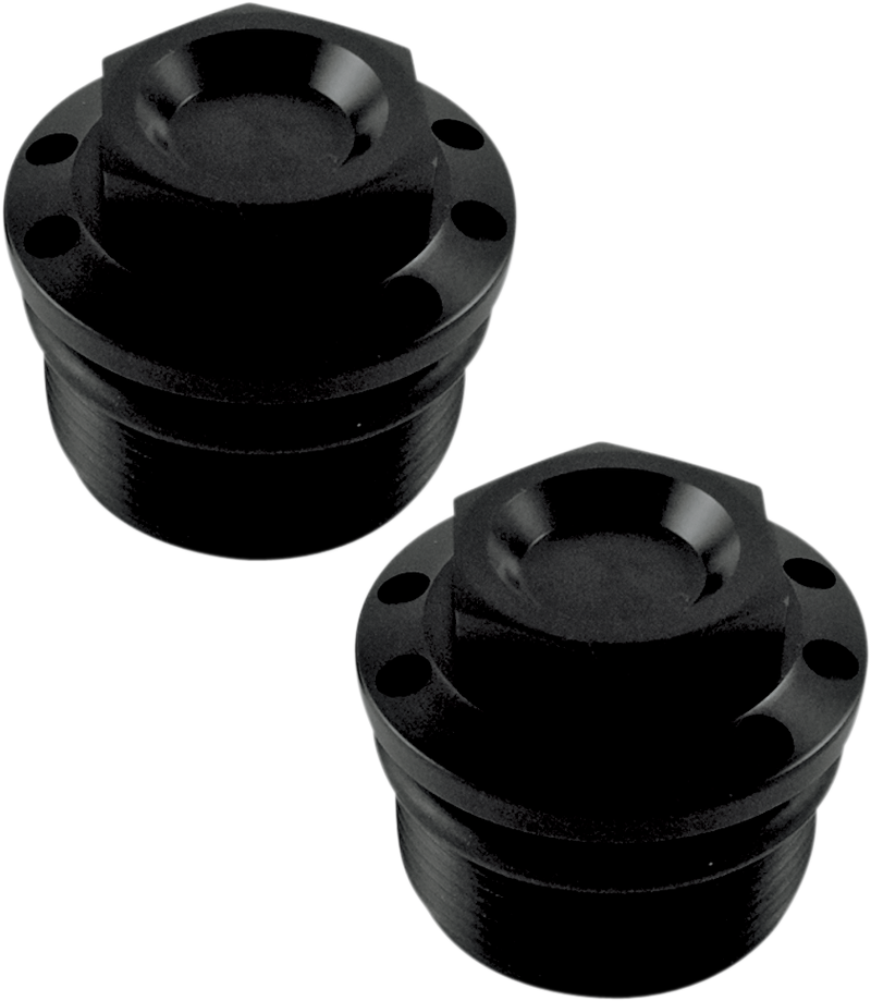 JOKER MACHINE Fork Tube Caps - Black - 39 mm - Harley-Davidson 1984-2015 - 10-310B - PartsOutlet.com.au