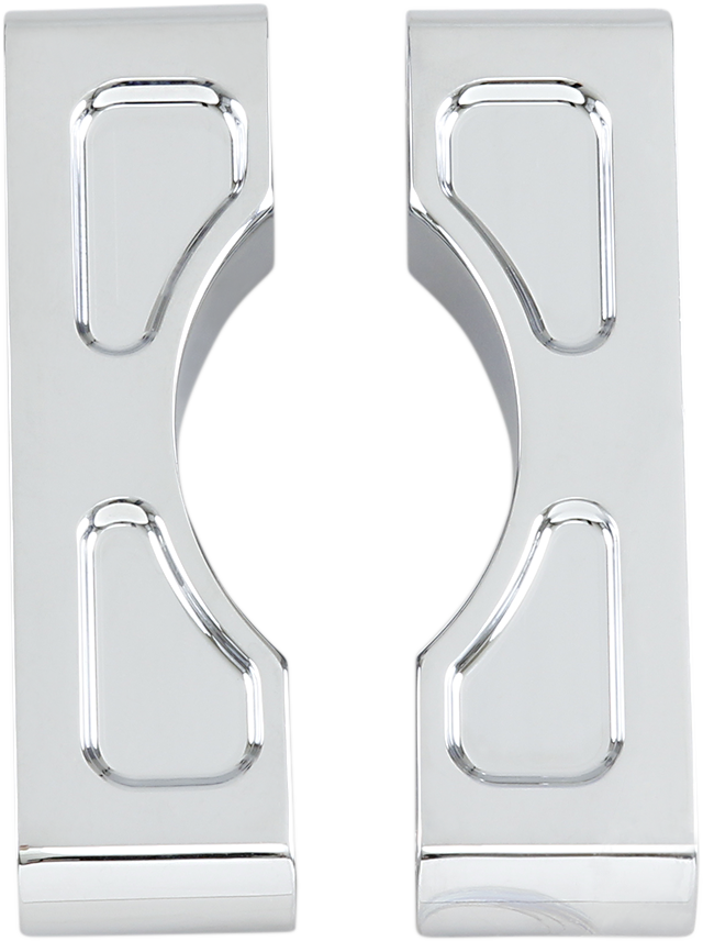KLOCK WERKS Hugger Front Fender Mounting Blocks - For 21" Wheels - Chrome - FL '84-'13 - KWFS-01-0102-C