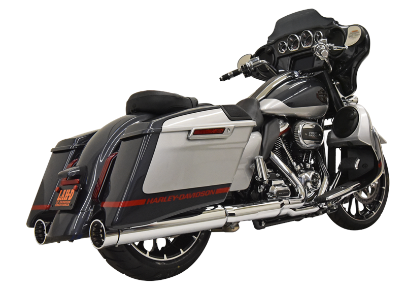 BASSANI XHAUST Slip On DNT Straight Can Mufflers for M8 CVO Bagger '17-'21 - Chrome/Black 1F73DNT5 - PartsOutlet.com.au