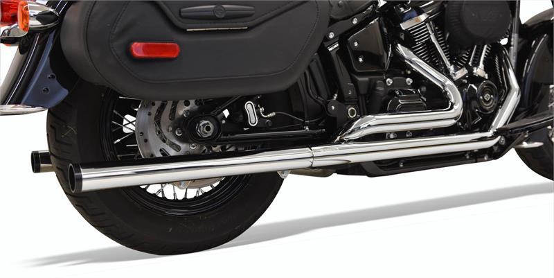 BASSANI XHAUST Dual Exhaust System - W/ 2.25" Straight Mufflers for '18-'24 Softail Heritage & Deluxe - 1S96P