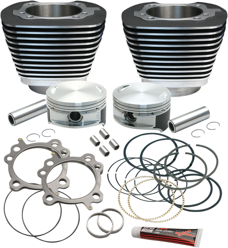 S&S CYCLE Replacement 3-7/8" Bore Cylinder & Piston Kit For S&S 106" Stroker Kits For '99-'17 Big Twins. - Wrinkle Black Finish - 910-0203
