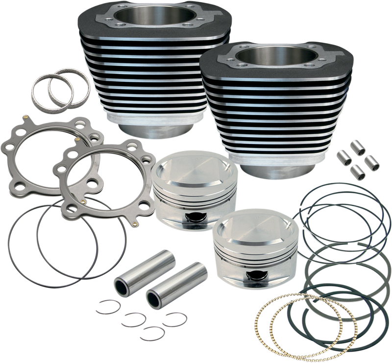 S&S CYCLE Replacement 3-7/8" Bore Cylinder & Piston Kit For S&S 95" Big Bore Kits For '99-'06 Big Twins - Wrinkle Black Power Coat Finish - 910-0204