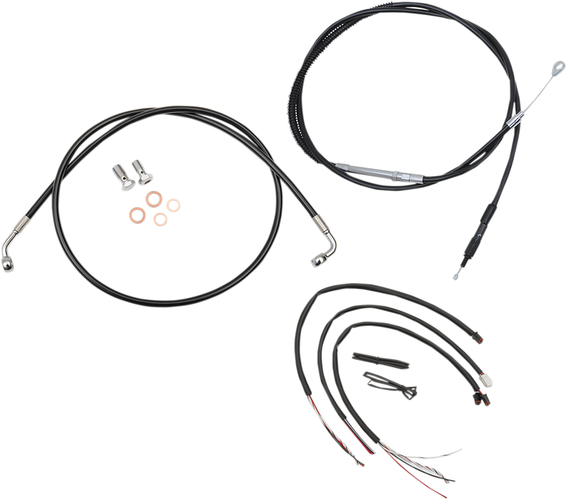 LA CHOPPERS Handlebar Cable/Brake Line Kit - Complete - 15" - 17" Ape Hanger Handlebars - Black Vinyl - Softail '18-'22 - LA-8153KT2-16B