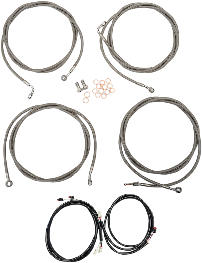 LA CHOPPERS Cable Kit - 12" - 14" Ape Hanger Handlebars - Stainless - Touring '17-'20 - LA-8054KT3-13