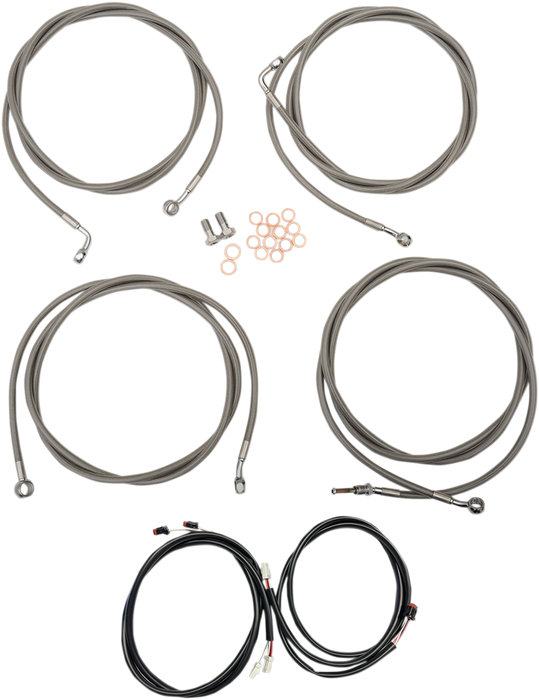 LA CHOPPERS Cable Kit - 15" - 17" Ape Hanger Handlebars - Stainless LA-8054KT3-16