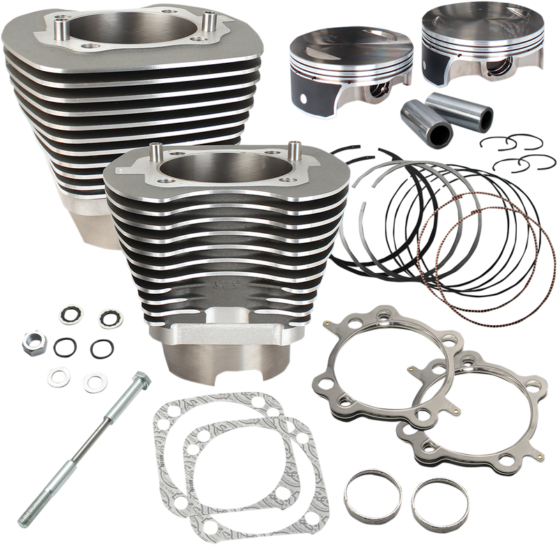 S&S CYCLE 117" Big Bore Cylinder Kit for '07-'16 Big Twins - Stone Gray Powder Coat Finish - 910-0474