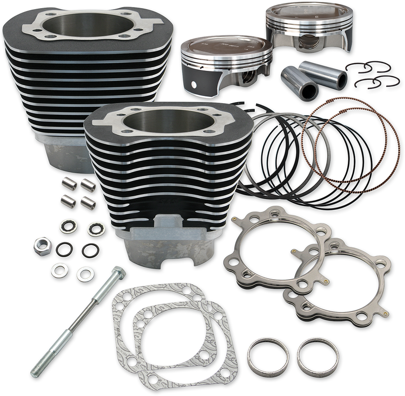 S&S CYCLE 124" Low Compression 4-1/8" Big Bore Kit for '07-'16 Big Twins - Wrinkle Black Finish - 910-0324