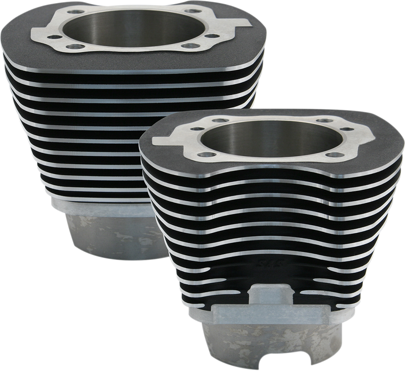 S&S CYCLE 4-1/8" Bore Cylinder Set for 124" & 124" Dish Hot Set Up® Kits '07-'16 Big Twins - Wrinkle Black - 910-0401