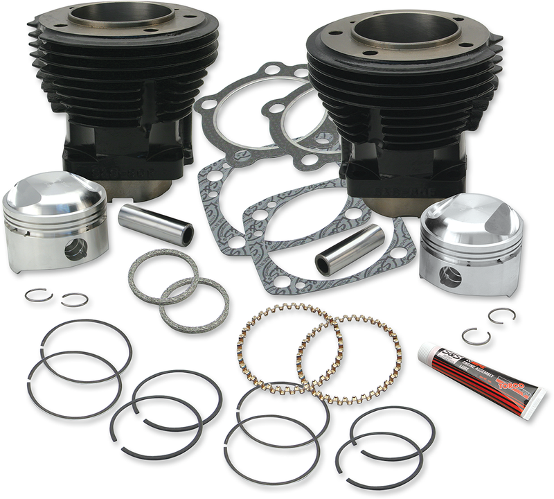 S&S CYCLE 80" 3-1/2" Bore Cylinder and Standard Compression Piston Kit for '79-'84 80" HD® Big Twins - Gloss Black Finish - 91-9024