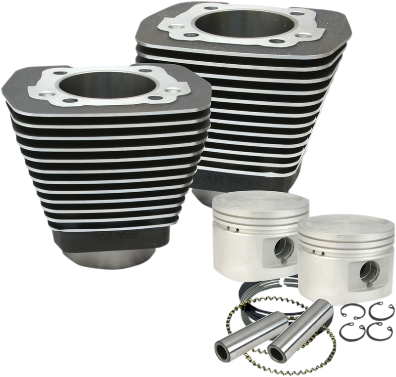 S&S CYCLE 3-1/2" Bore Cylinder & Piston Kit For '84-'00 Big Twins With Stock Or S&S Performance Replacment Cylinder Heads - Wrinkle Black Finish - 910-0182