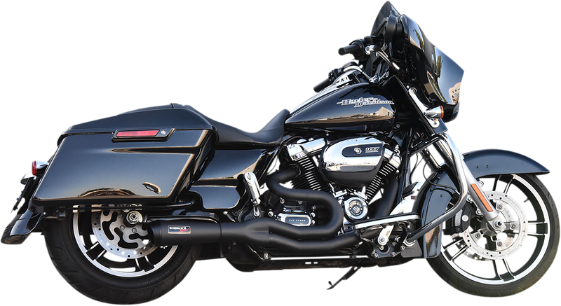 BASSANI XHAUST Road Rage II 2-Into-1 with Hot Rod Turnout Muffler System - '07-'16 Bagger - Black 1F68B - PartsOutlet.com.au