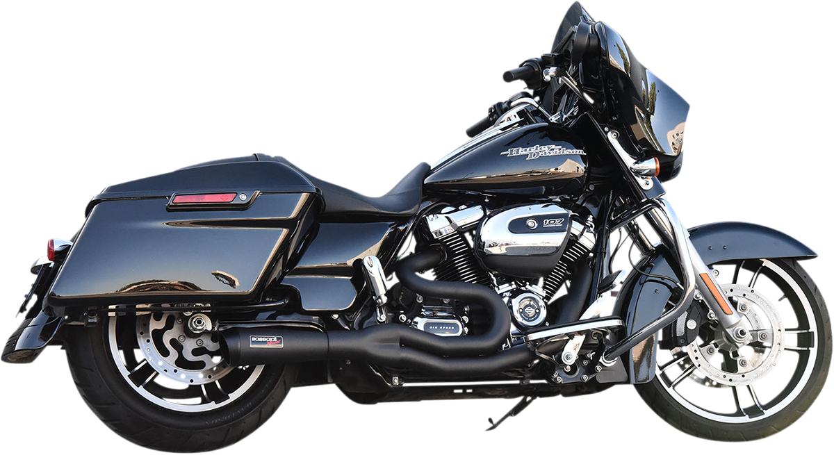 BASSANI XHAUST Road Rage II 2-Into-1 with Hot Rod Turnout Muffler System - '07-'16 Bagger - Black 1F68B