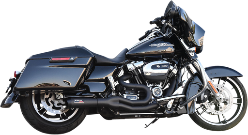 BASSANI XHAUST Road Rage II 2-Into-1 with Hot Rod Turnout Muffler System - '07-'16 Bagger - Black 1F68B - PartsOutlet.com.au