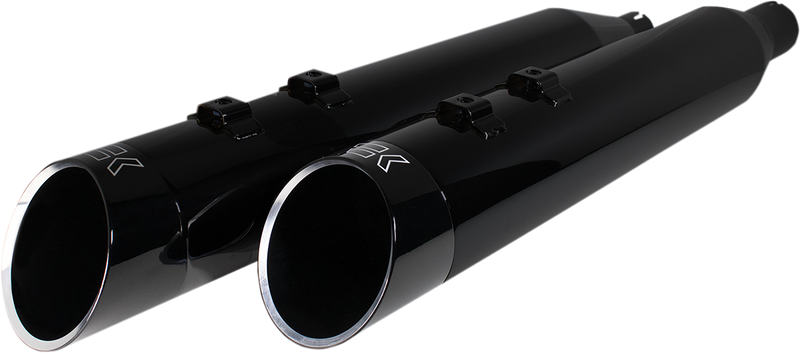 KHROME WERKS 4-1/2" HP-Plus Slip-On Mufflers - Obsidian Gloss black - Edge Tip - FL '17-'24 - 202645