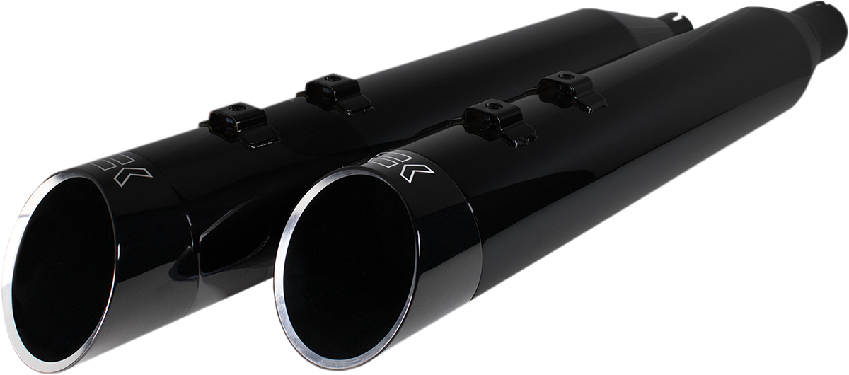 KHROME WERKS 4-1/2" HP-Plus Slip-On Mufflers - Obsidian Gloss black -  Edge Tip - FL 2017-2024 - 202645