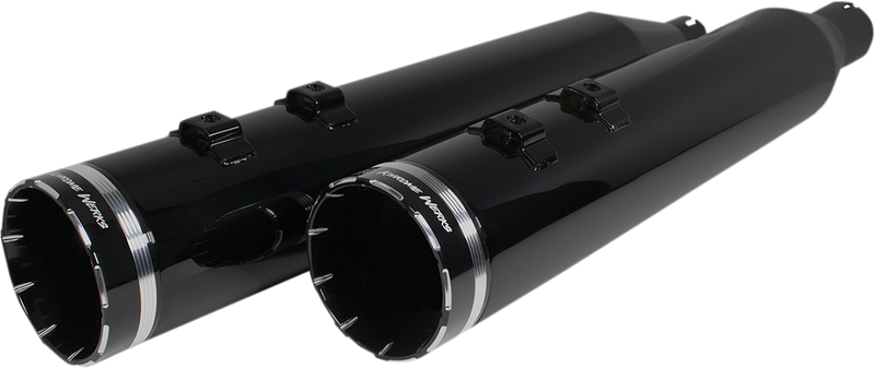 KHROME WERKS 4-1/2" HP-Plus Slip-On Mufflers - Obsidian Gloss Black - Tracer Tip - FL 2017+ - 202640