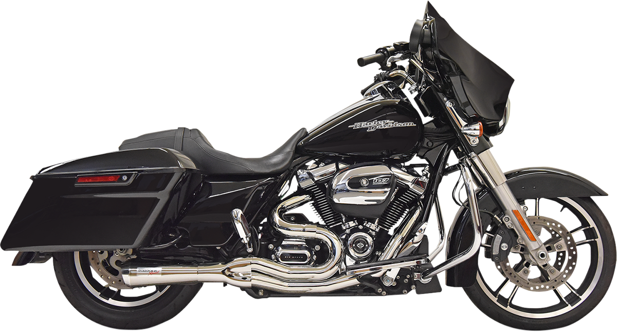 BASSANI XHAUST Road Rage II 2-Into-1 Mid-Length Exhaust System - '17-'21 Bagger - Chrome 1F72C - PartsOutlet.com.au