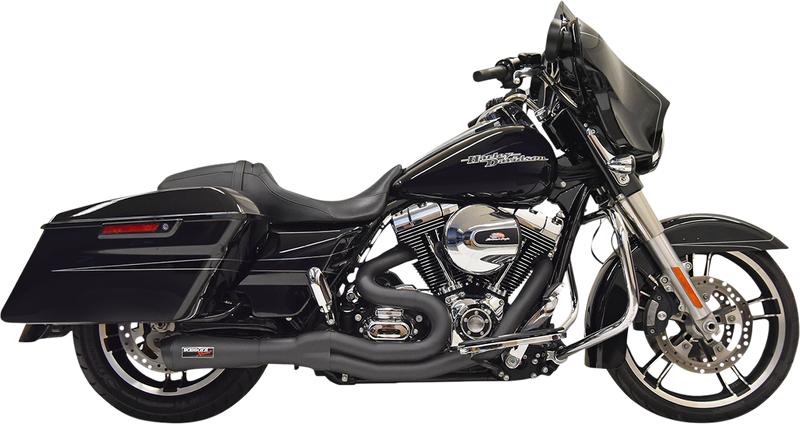 BASSANI XHAUST Road Rage II 2-Into-1 Mid-Length Exhaust System - '07-'16 Bagger - Black 1F62B - PartsOutlet.com.au