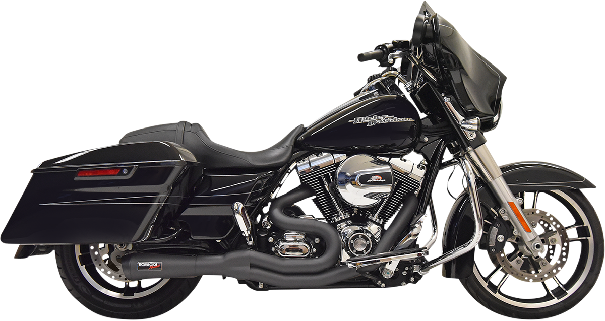 BASSANI XHAUST Road Rage II 2-Into-1 Mid-Length Exhaust System - '07-'16 Bagger - Black 1F62B