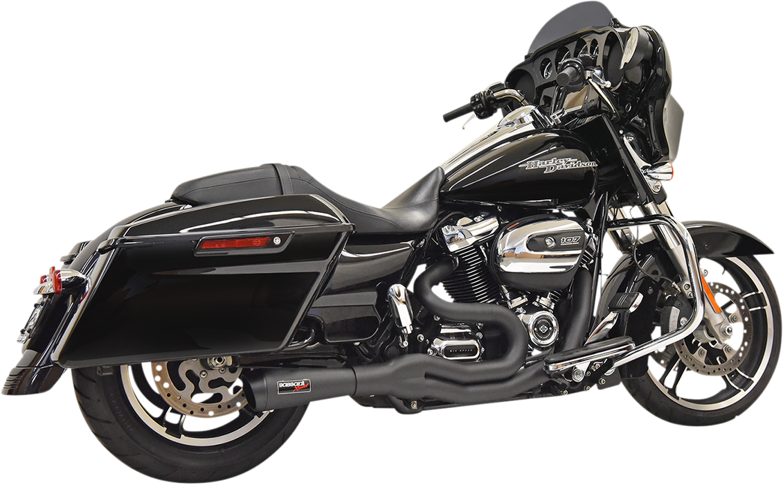 BASSANI XHAUST Road Rage II 2-Into-1 Mid-Length Exhaust System - '17-'21 Bagger - Black 1F72B - PartsOutlet.com.au