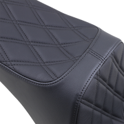 DRAG SPECIALTIES Predator III Seat - Double Diamond - Softail Wide Tire '06-'17 - Black W/Black Stitching 08021438 - PartsOutlet.com.au