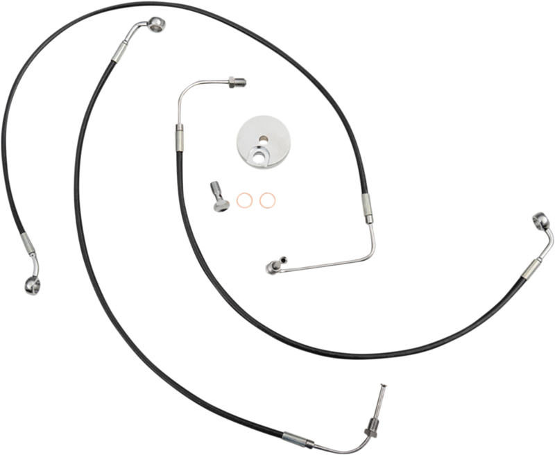 LA CHOPPERS Brake Line - 15" - 17" Ape Hanger Handlebars - Black - FX '18-'22 - LA-8154B16B