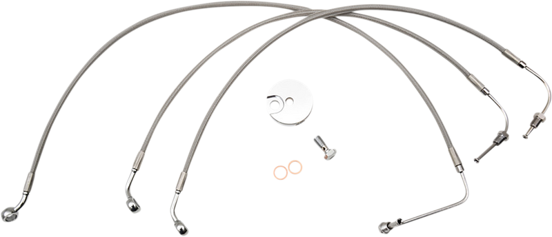 LA CHOPPERS Brake Lines - 18" - 20" Ape Hanger Handlebars - Stainless Steel - FX '18-'22 - LA-8154B19