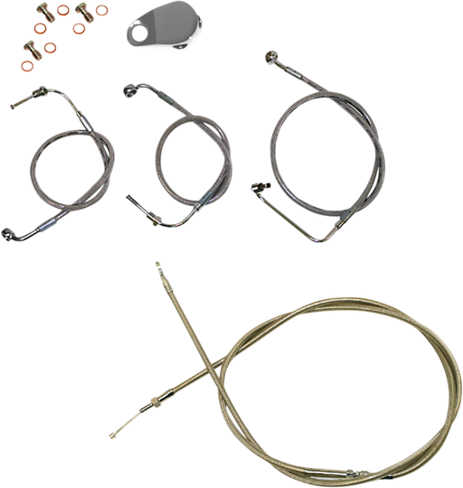 LA CHOPPERS Handlebar Cable/Brake Line Kit - Mini Ape Hanger Handlebars - Stainless Steel LA-8154KT-08 - PartsOutlet.com.au