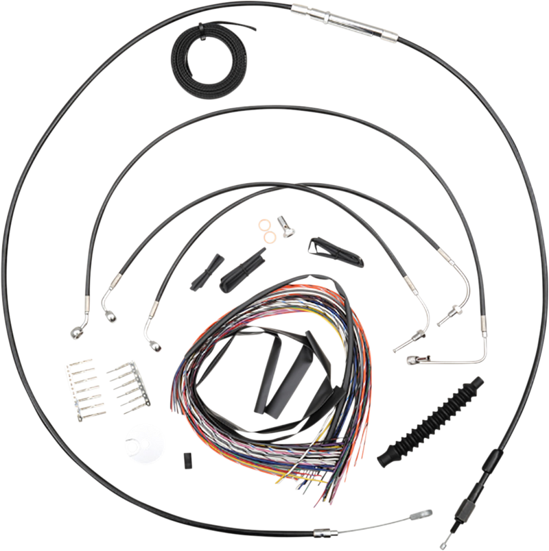 LA CHOPPERS Handlebar Cable/Brake Line Kit - Complete - 18" - 20" Ape Hanger Handlebars - Black Vinyl - Softail '18-'22 - LA-8154KT2-19B