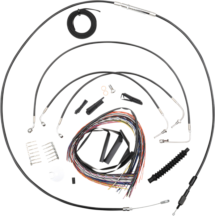 LA CHOPPERS Handlebar Cable/Brake Line Kit - Complete - 18" - 20" Ape Hanger Handlebars - Black Vinyl LA-8154KT2-19B