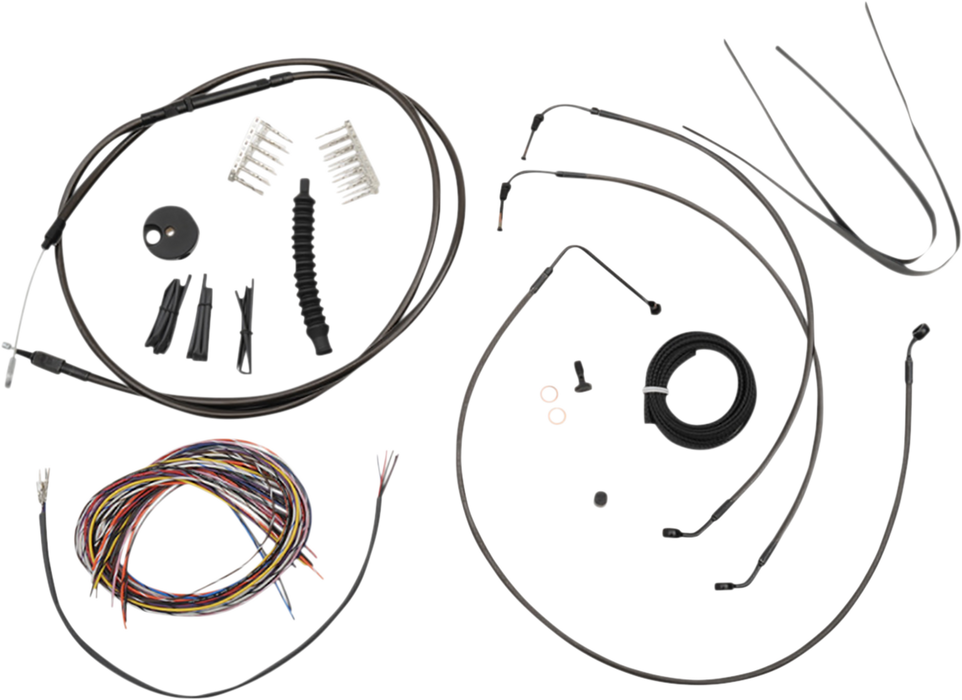 LA CHOPPERS Cable Kit - Complete - 18" - 20" Ape Hanger Handlebars - Midnight LA-8154KT2-19M