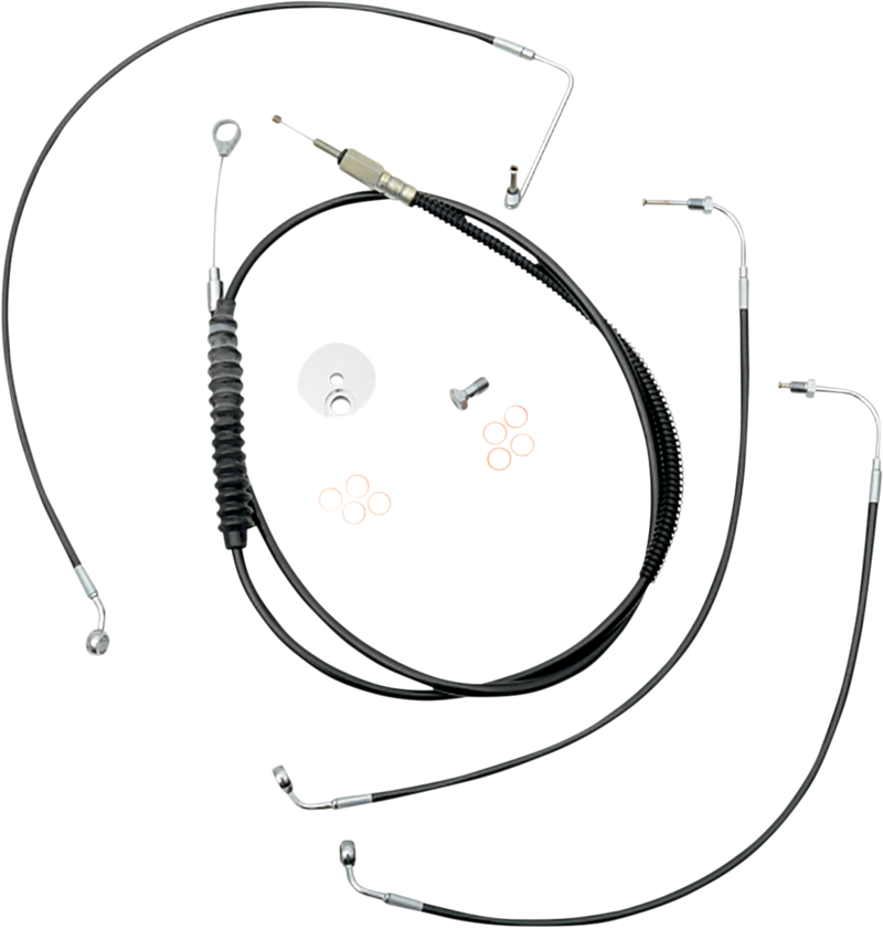LA CHOPPERS Handlebar Cable/Brake Line Kit - 12" - 14" Ape Hanger Handlebars - Black Vinyl - Softail '18-'22 - LA-8155KT-13B