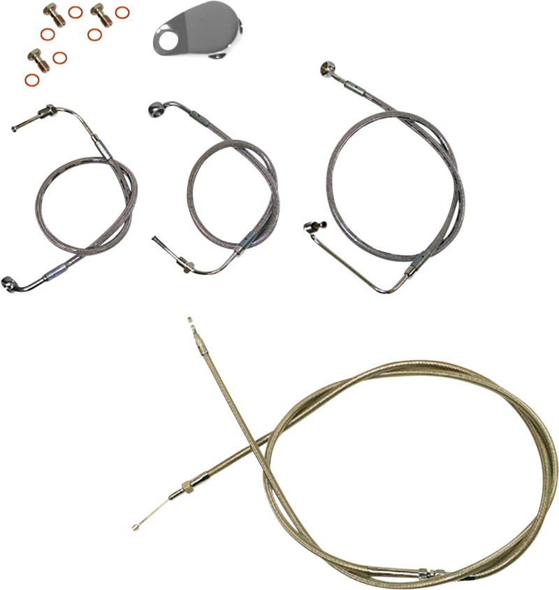 LA CHOPPERS Handlebar Cable/Brake Line Kit  - 12" - 14" Ape Hanger Handlebars - Stainless Steel - Softail '18-'22 - LA-8155KT-13