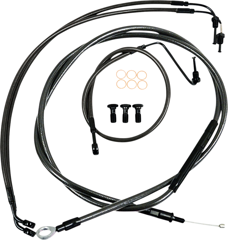 LA CHOPPERS Handlebar Cable/Brake Line Kit - 12" - 14" Ape Hanger Handlebars - Midnight - Softail '18-'22 - LA-8155KT-13M