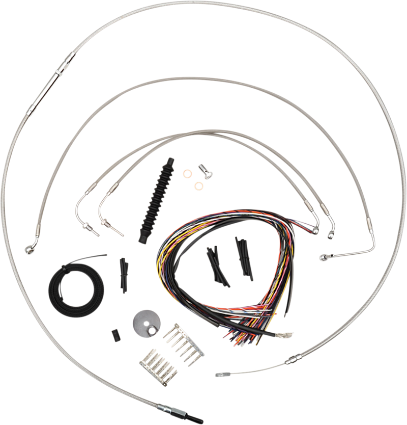 LA CHOPPERS Handlebar Cable/Brake Line Kit - Complete - 12" - 14" Ape Hanger Handlebars - Stainless - Softail '18-'22 - LA-8155KT2-13
