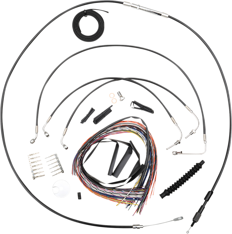 LA CHOPPERS Handlebar Cable/Brake Line Kit - Complete - 12" - 14" Ape Hanger Handlebars - Black Vinyl - Softail '18-'22 - LA-8155KT2-13B