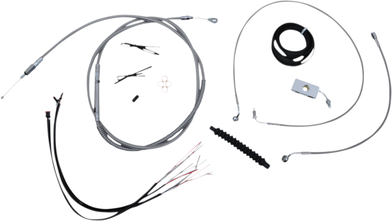LA CHOPPERS Handlebar Cable/Brake Line Kit - Complete - 12" - 14" Ape Hanger Handlebars - Stainless - Softail '18-'22 -  LA-8156KT2-13