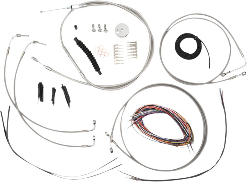 LA CHOPPERS Handlebar Cable/Brake Line Kit - Complete - Mini Ape Hanger Handlebars - Stainless LA-8157KT2-08 - PartsOutlet.com.au