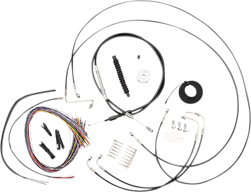 LA CHOPPERS Handlebar Cable/Brake Line Kit - Complete - Mini Ape Hanger Handlebars - Black Vinyl LA-8157KT2-08B - PartsOutlet.com.au