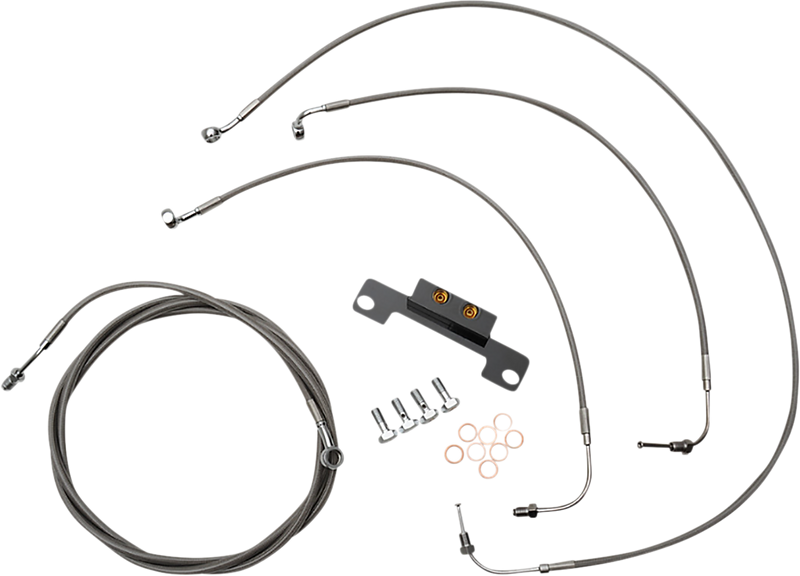 LA CHOPPERS Handlebar Cable/Brake Line Kit - Stock Ape Hanger Handlebars - Stainless Steel LA-8056KT-08 - PartsOutlet.com.au