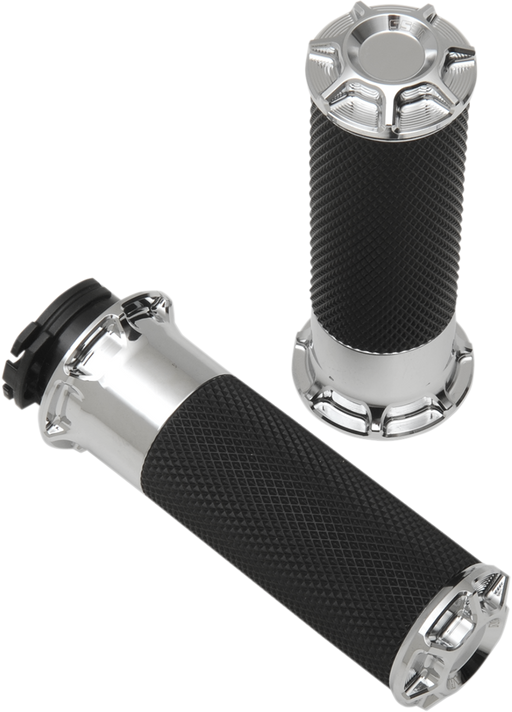 ARLEN NESS BEVELED® GRIPS, CHROME - CABLE THROTTLE - 07-330 - PartsOutlet.com.au