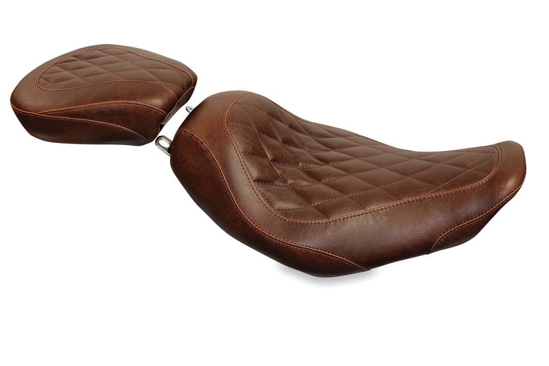 MUSTANG Wide Tripper Rear Seat - Brown - Harley-Davidson FL 2008+ Diamond 76723 - PartsOutlet.com.au