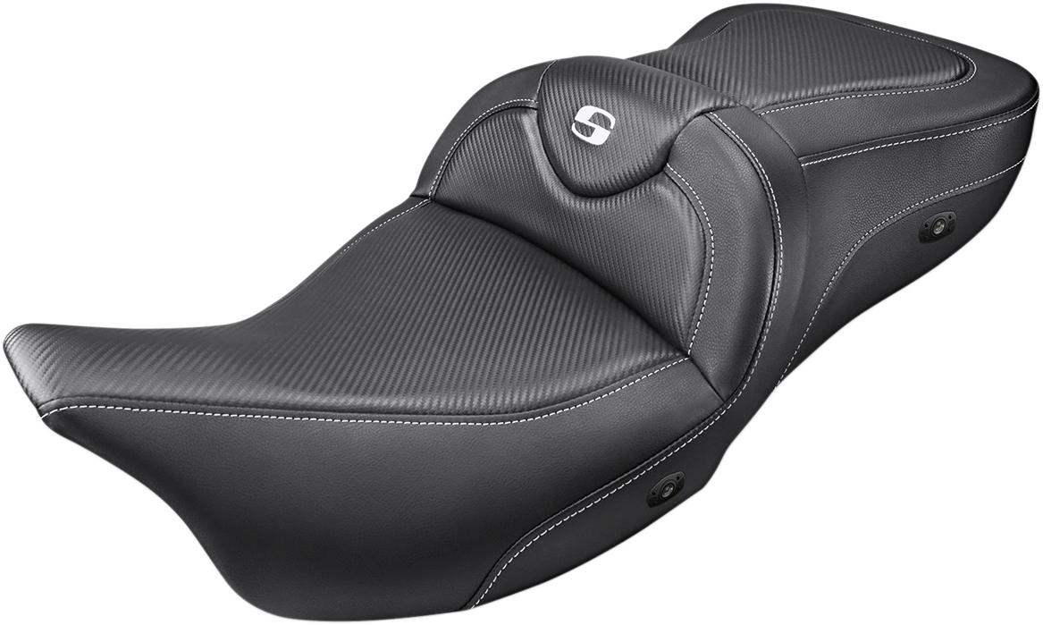 SADDLEMEN Road Sofa Seat - Carbon Fiber - Heated - FL '08-'23 HD Touring - Street/ Road/ Electra -808-07B-185HCT - PartsOutlet.com.au