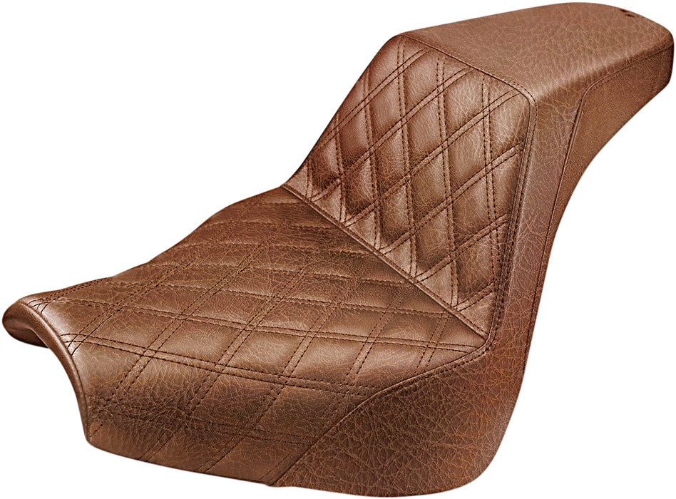 SADDLEMEN Step Up Seat - Lattice Stitched -'18-'22 Breakout - Brown 818-31-172BR - PartsOutlet.com.au