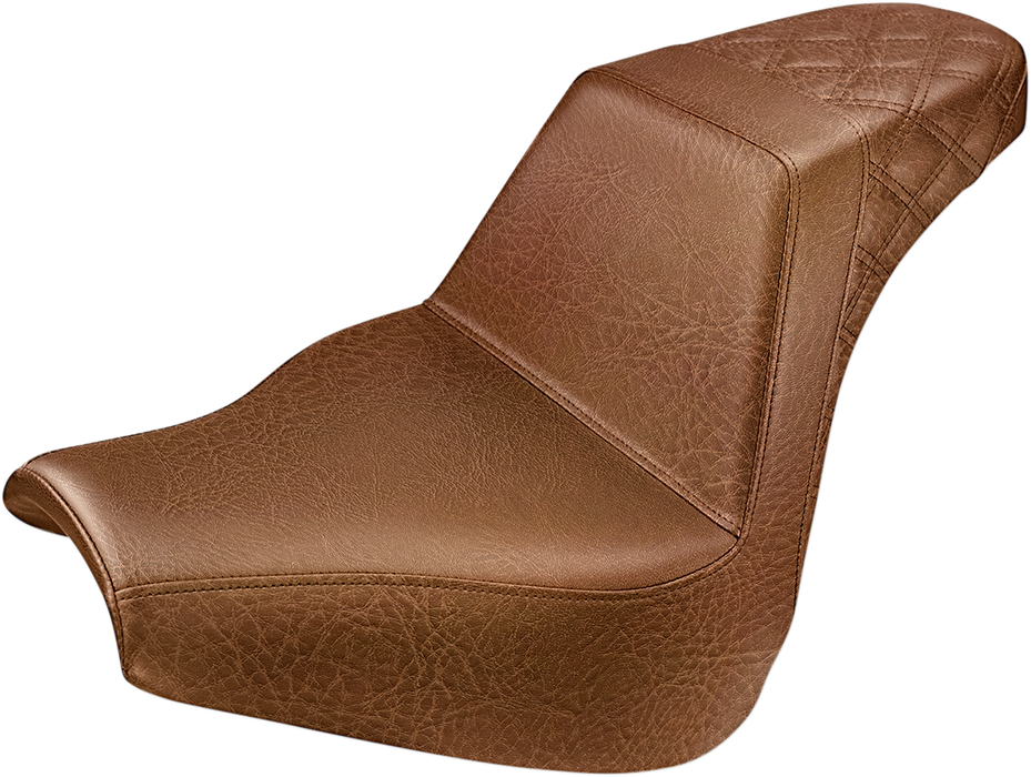 SADDLEMEN Step Up Seat - Passenger Lattice Stitched -'18-'22 Breakout - Brown 818-31-173BR - PartsOutlet.com.au