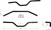 KHROME WERKS Handlebar - Mid Bend - Black 300904 - PartsOutlet.com.au
