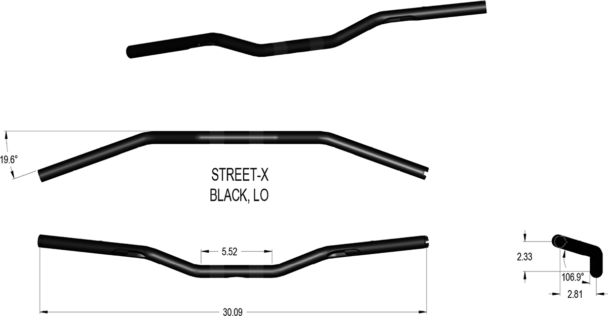 KHROME WERKS Handlebar - Low Bend - Black 300905