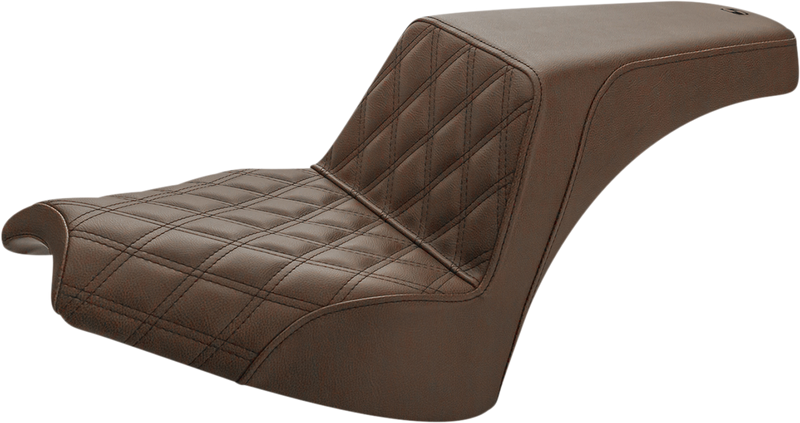 SADDLEMEN Step Up Seat - Indian Chief '22-'23 - Brown Lattice Stitched - I21-04-172BR - PartsOutlet.com.au