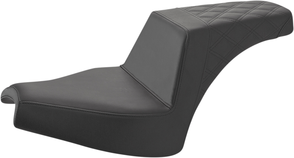 SADDLEMEN Step Up Seat - Indian Chief '22-'23 - Driver Smooth/Passenger Lattice Stitch - Black I21-04-173 - PartsOutlet.com.au